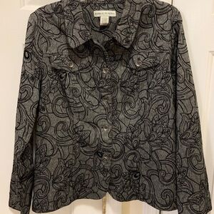 Bamboo Traders Black and Gray Swirl Jean Jacket